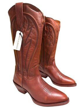 Buck & Brana Avery Cross Honey Leather Western Boots Size 8